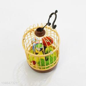 Promotional Gift Simulation Model Toys Sound Control Plastic Bird with Birdcage