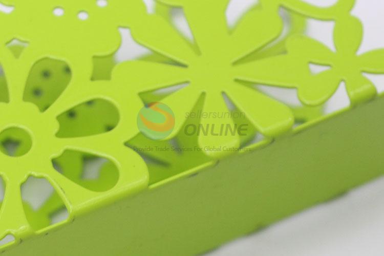 Cheap Price Wholesale Green Color Hollowed-out Flower Tissue Boxes Holder Dispenser Rack