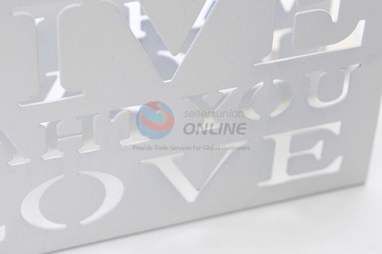 Pretty Cute White Color Hollowed-out Letter Iron Napkin Box