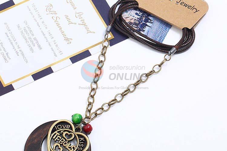 Top manufacturer vintage alloy pendant wooden necklaces