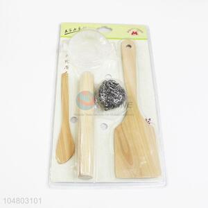 5 Pcs/Set Wooden Kitchenware Dinnerware Tableware Accessories