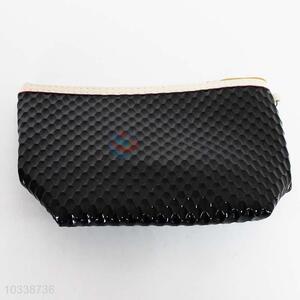 Portable Black PU Cosmetic Bag