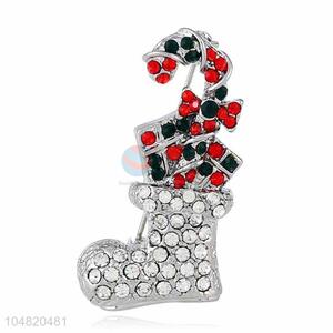 Factory supply Christams boot shape alloy brooch