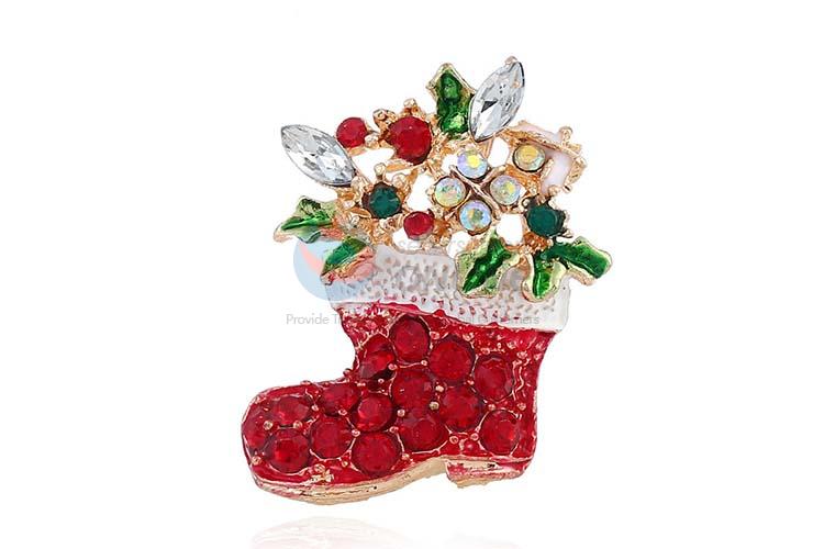 High grade custom Christams boot shape alloy brooch