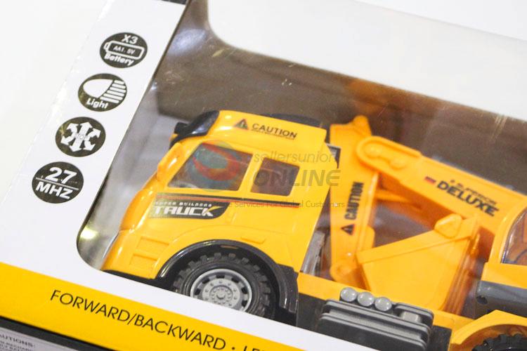 Personalized Yellow Color Remote Control Engineering Vehicle with Music