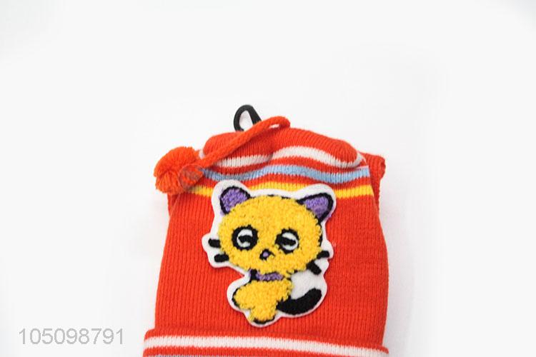 Made In China Cartoon Kids Knitted Winter Hat with Scarf