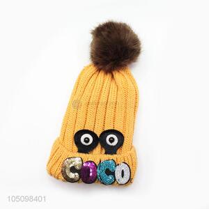 Top Quanlity Children Cartoon Sequins Winter Warm Cap