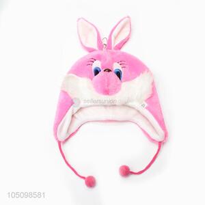 Cheap Promotional Cartoon Animal Rabbit Cute Fluffy Plush Winter Hat Cap