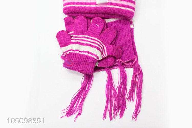 Wholesale Cat Printing Winter Warm Cap and Scarf and Gloves for Children