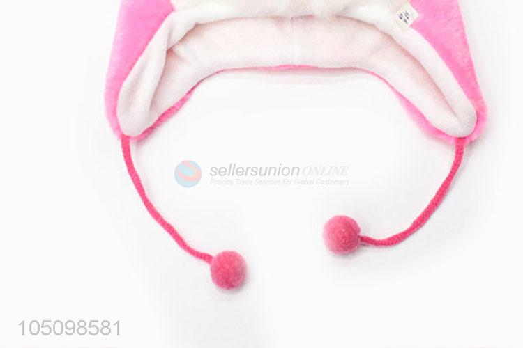 Cheap Promotional Cartoon Animal Rabbit Cute Fluffy Plush Winter Hat Cap