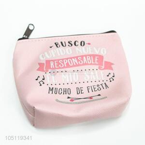 Pink Color Letter Pattern Money Bag PVC Small Coin Purse