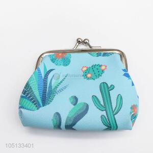 Hot Selling Wholesale Cartoon Cactus Pattern PU Leather Key Wallet Women Coin Purse