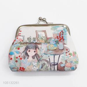 Popular Cartoon Girl Printed Coin Purse Coin Wallet Coin Bag for Sale