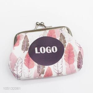 Pretty Cute Custom Logo Printed PU Leather Coin Purse Hasp Pouch