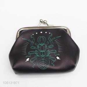 Custom Black Color Insect Printed PU Leather Coin Purses with Low Price