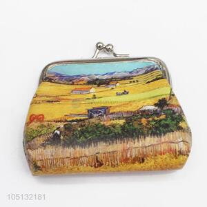 Popular Promotion Country Scenes Pritned PU Leather Coin Purse Hasp Pouch