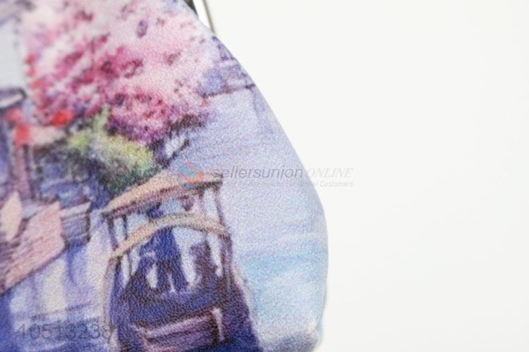 Mini Ancient Town Of Scenery Pattern PU Leather Coin Bag Small Pocket for Coin