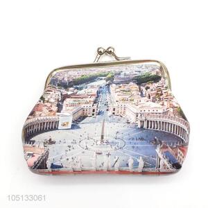 Promotional Beautiful Buildings Design Christmas Gifts PU Leather Coin Purse