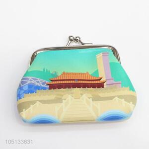 Factory Price Cute Cartoon Temple Of Heaven Pattern PU Leather Coin Purse for Promotion