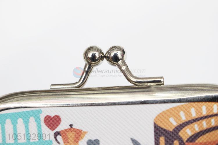 Small Cute Caroon Building Printed PU Leather Coin Purse Change Bag