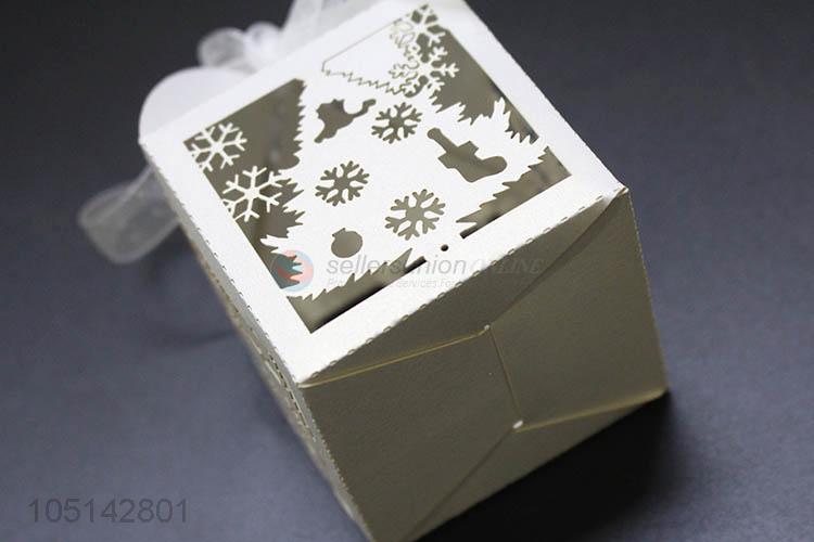 Factory directly sell laser cut paper candy box with ribbon