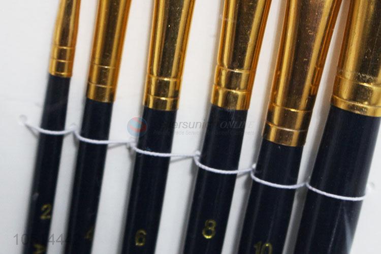 Useful Simple Best 6 Pcs/Set Watercolor Brush Oil Wooden Drawing Painting Nylon Hair