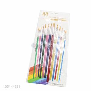 Colorful Creative Design 12 Pcs/Set Nylon Hair Wooden Handle Paint Brush Set