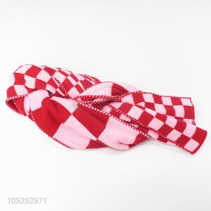 Best selling check pattern women knitted warm scarf