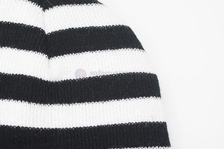 Customized cheap striped embroidery crimping knitted cap