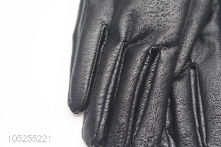 Good quality women winter warm pu gloves