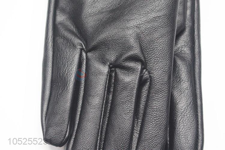 High quality promotional pu leather women winter gloves