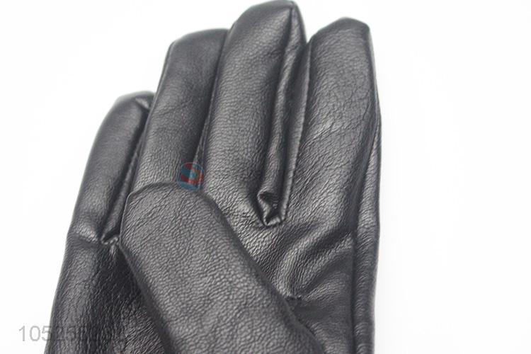 High quality promotional pu leather women winter gloves