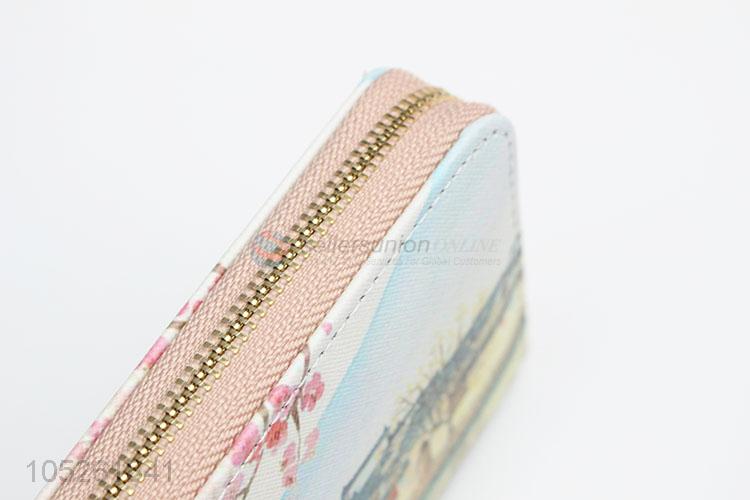 Casual Chinese Building Pattern Girls Long Wallet