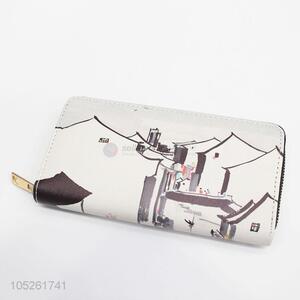 High Quality PU Leather Chinese Painting Wallet Card Holder