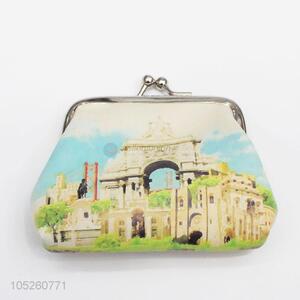 Famous Building Printed PU Leather Coin Pouch/Purse/Coin Purse for Children