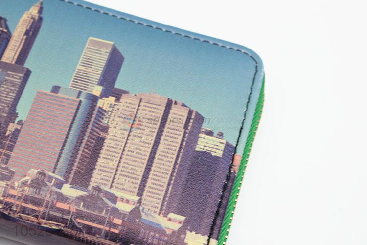 Fashion Famous Building Pattern PU Leather Wallet for Women