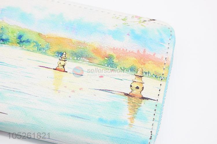 Portable Card Purse West Lake Scenery Pattern Wallet Women for Wholesale