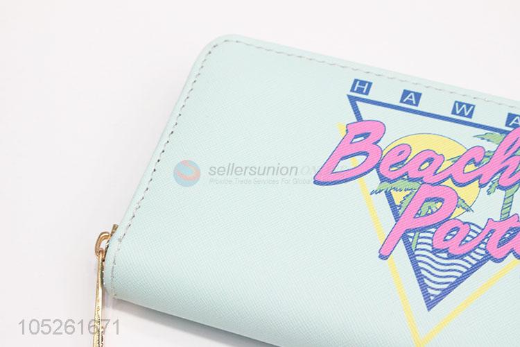 Light Green Casual Travel Card Holder Long Wallet for Women