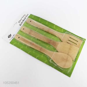 Wholesale 3pcs bamboo kitchen utensils meal spoon, pancake turner, leakage shovel