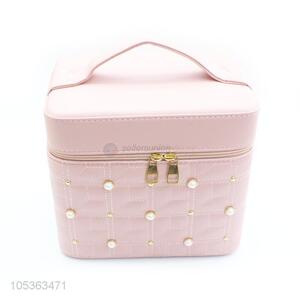 Latest Arrival Pink Color Portable Zipper Cosmetic Bag