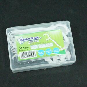 China factory 30pcs dental floss picks thread wrapped flosspicks