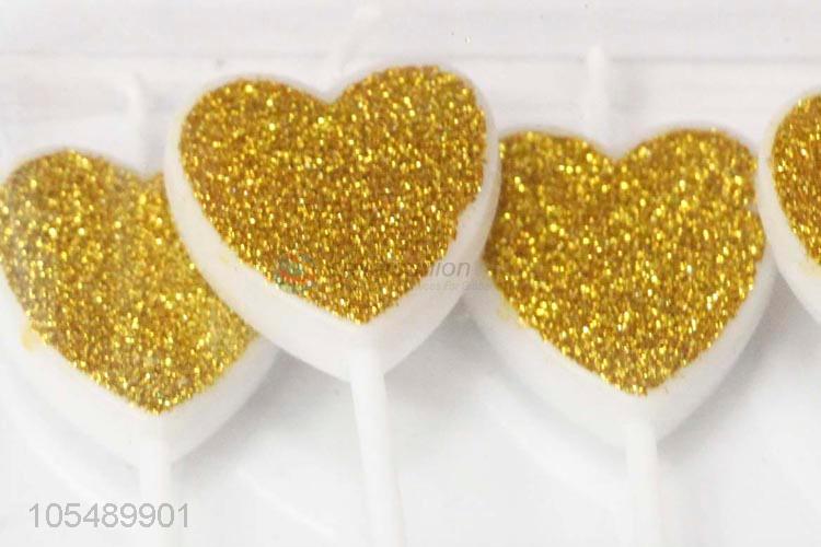 Popular Wholesale Gold Bling Love Heart Happy Birthday Candle