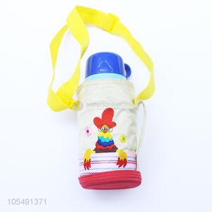 Cute children stainless steel thermos bottle with cartoon shoulder strap