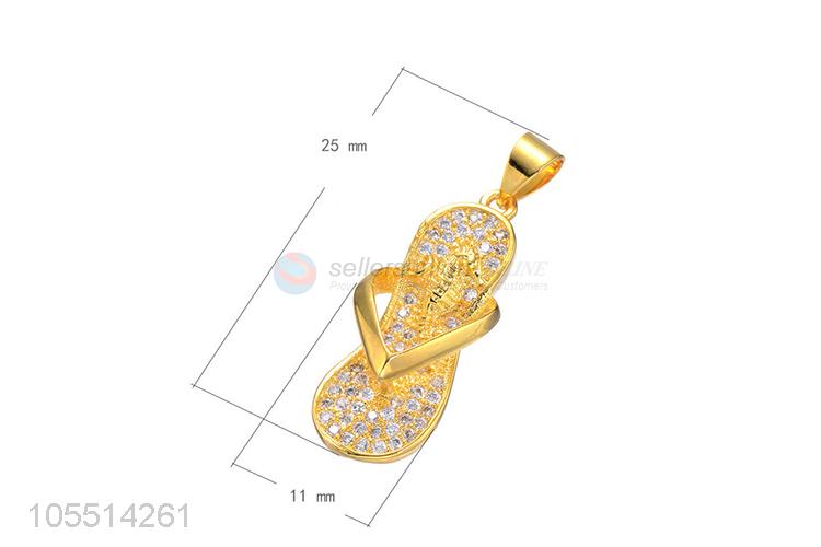 Delicate Design Flip Flops Shape Diamond Pendant Best Necklace Accessories