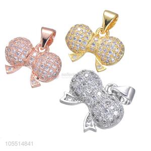 New Design Inlay Zircon Bowknot Shape Pendant DIY Necklace Accessories