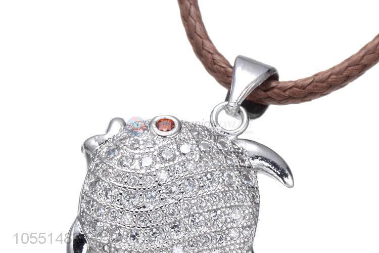 Lovely Fish Shape Inlay Zircon Necklace Pendant Fashion Accessories