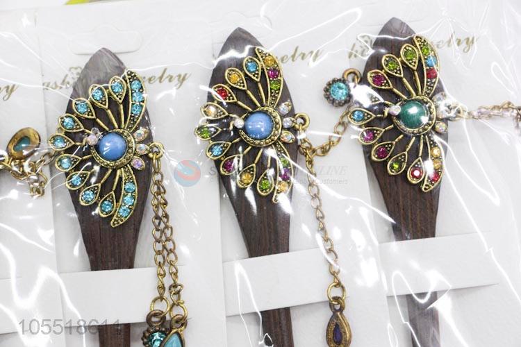 High Quality Hair Accessories Handmade Rhinestone Wooden Hairpin Jewelry