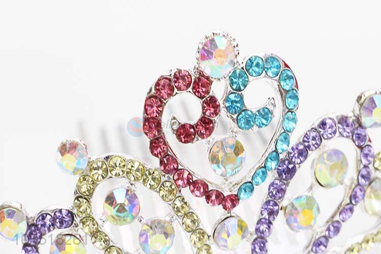 Competitive Price Hair Accessories Fashion Jewellery Colorful Rhinestone Crown Tiaras for Bride