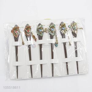 High Quality Hair Accessories Handmade Rhinestone Wooden Hairpin Jewelry