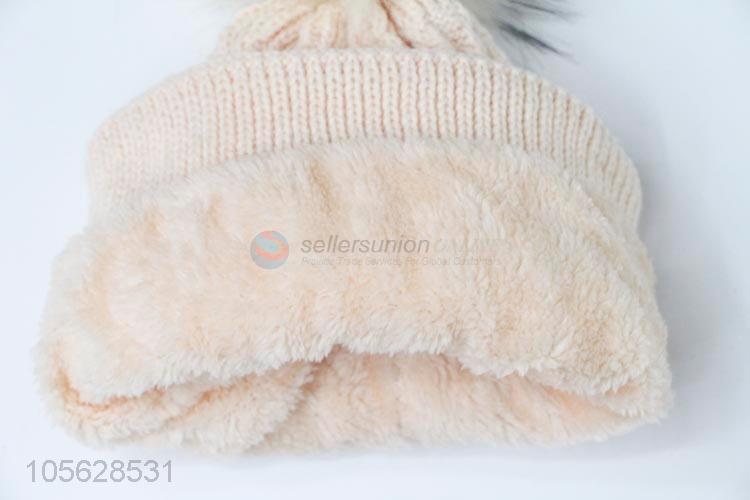 Custom Acrylic Knitted Cap Ladies Winter Warm Hat